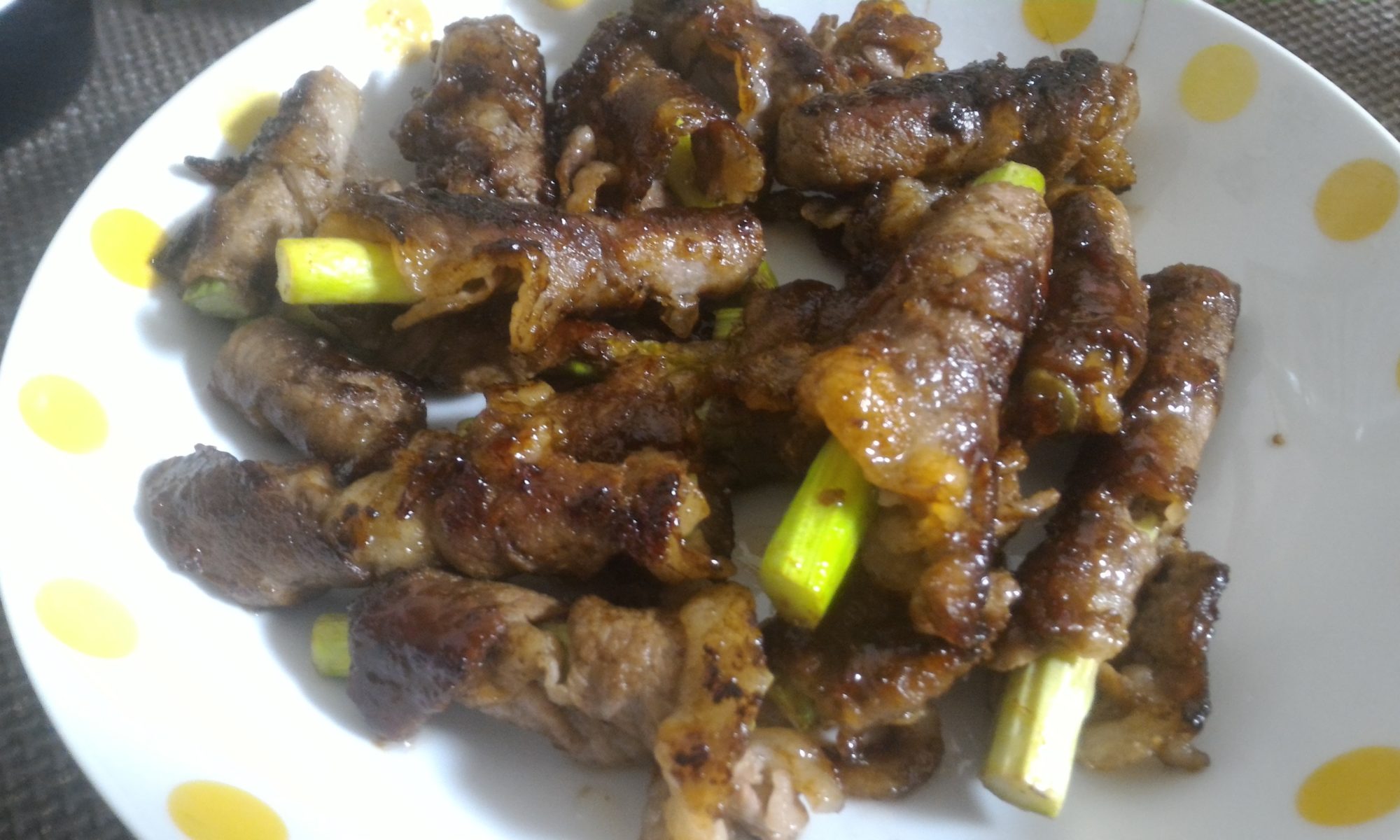 アスパラ牛肉巻きの照り焼き